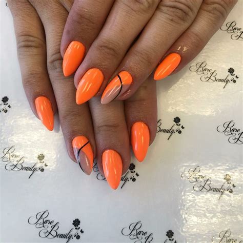 orange almond nails|orange almond nail designs.